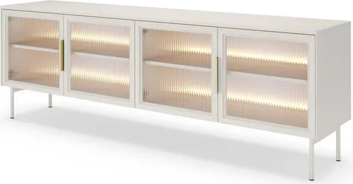 FURNLUX Anrichte Lumi Beige Und Gold 181cm / Hauptfarbe: Beige / Abmessungen: 181 x 62 x 39 cm