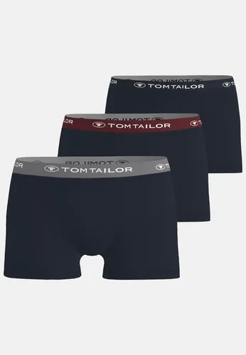 TOM TAILOR Herren Boxershorts 3er Pack - Komfortable Hip Pants in Uni Navy 2XL - Herrenunterhosen: 3er Pack Basic Boxershorts aus Baumwoll-Stretch für perfekte Passform und hohen Tragekomfort, elastischer Bund mit Logo.