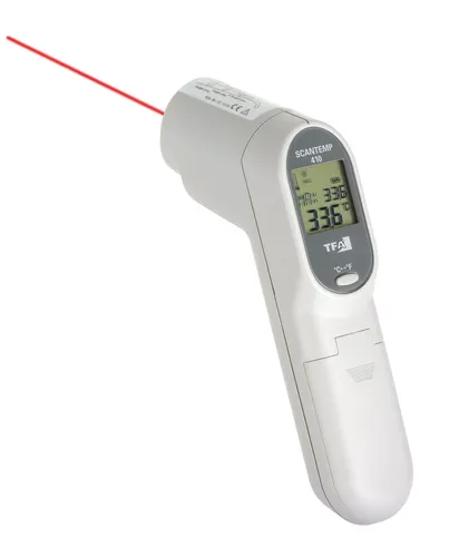 TFA Dostmann Infrarot-Thermometer ScanTemp 410 - Infrarot- & Laserthermometer mit schneller, kontaktloser Temperaturmessung von -60 bis +500°C, ideal für Lebensmittel und technische Anwendungen, mit Laservisier für präzise Messungen.