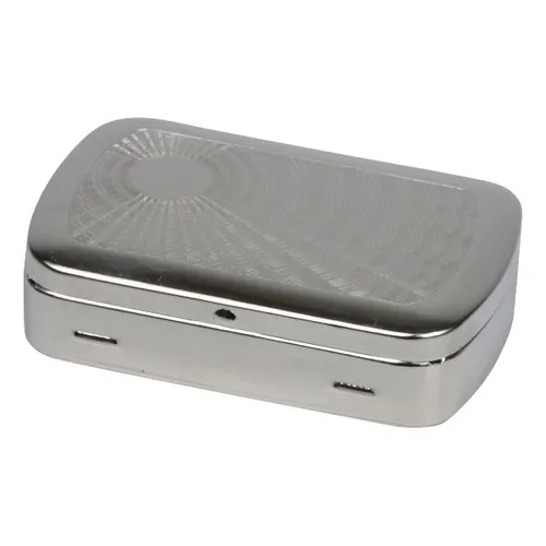 Tabakdose Sonne Metall vernickelt mit Clip 8,5 x 5,5 cm