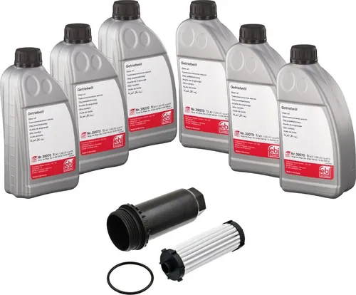 Teilesatz für Automatikgetriebe-Ölwechsel von FEBI BILSTEIN 176877 - Motoröl für eine zuverlässige Getriebewartung. Mit 6 Litern Inhalt und speziellen Spezifikationen für Mitsubishi und Ford, bietet dieser Teilesatz höchste Qualität für Ihr Fahrzeug.