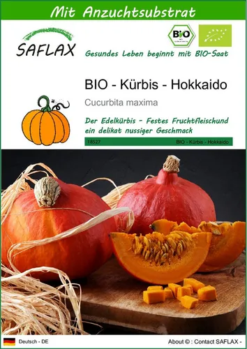 SAFLAX Gemüsesamen SAFLAX - Samen und Substrat - BIO - Kürbis - Hokkaido