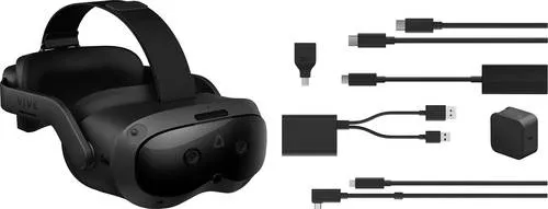 HTC Vive Focus Vision Consumer Edition + Vive Wired Streaming Kit - VR Brille Schwarz 128GB - Erleben Sie immersive Virtual Reality mit der HTC Vive Focus Vision. Dieses eigenständige VR-Headset bietet intuitives Tracking und beeindruckende Bildqualität für unvergessliche Gaming- und Arbeitsmomente.