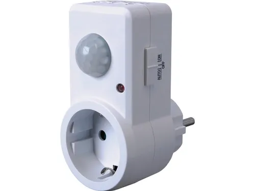 smartwares Steckdosenschalter Plug-In ES360P Stecker Zwischenschalter mit Infrarotsensor, 120°, 1-St.
