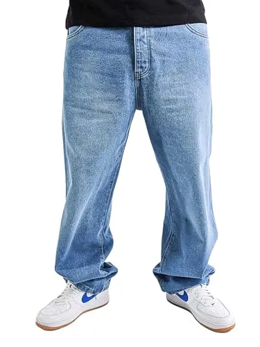 DADA Supreme Regular-fit-Jeans - Bequeme Baggy Pants in Blau/Grau - Hochwertige Baggy Jeans aus 100% Baumwolle, windabweisend und modisch. Ideal für lässige Outfits mit komfortabler Passform und Gummizug am Beinabschluss. Pflegeleicht bei 40°C.