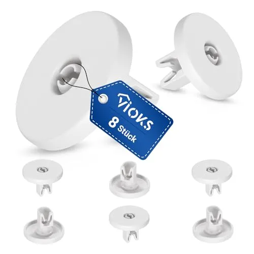 VIOKS 8x Korbrollen Geschirrspüler Unterkorb Ersatz für AEG Zanussi Electrolux Juno Zanker 5026997100/3 5028696500/4 5028696400/7 Rollen für Spülmaschinenkorb - Raeder Geschirrspüler Rollen Unterkorb