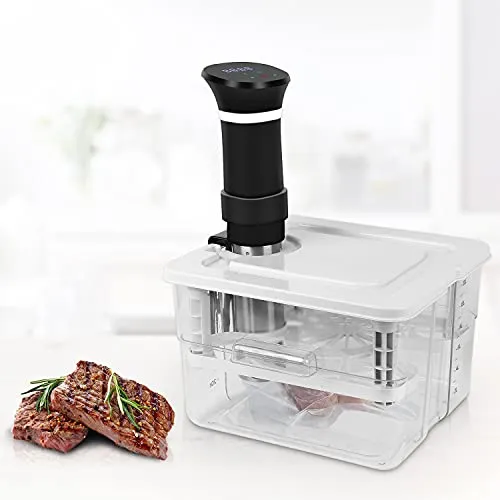 Sous Vide Behälter 7 in 1 Set 12L mit Deckel und Rack, für Garer Stick Professional, Mehrere Marken Geeignet, Multifunktionaler Transparenter Behälter(MEHRWEG)
