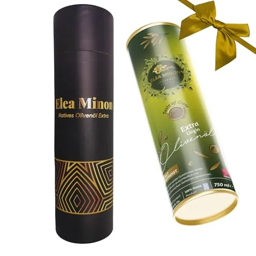 Elea Minon Extra Natives Olivenöl Geschenkset | 0,75L Kanister im edlen Zylinder-Geschenkverpackung | Premium Olivenöl aus Kreta | Geschenk zu Weihnachten & besonderen Anlässen