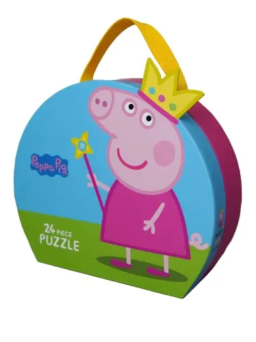 Barbo Toys - Peppa Wutz Kofferpuzzle Prinzessin – 24 Teile Puzzle für Kinder ab 3 Jahren – Puzzle im Koffer mit Prinzessin Peppa – Offizielles Peppa Wutz