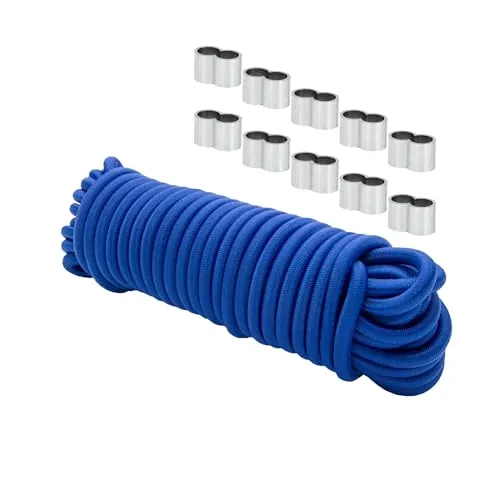 Dreamprint Expanderseil 30 m Blau 8 mm - Gummiseil für Innen- und Außenbereich | Hohe Dehnung von 100% und witterungsbeständig, ideal zur Sicherung von Planen und beim Camping.