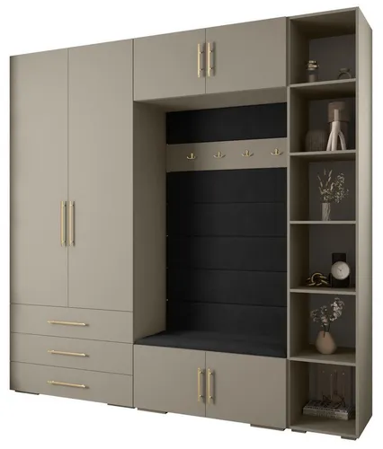 ABIKS MÖBEL Kompaktgarderobe INOVA 3 SATZ 10 - Stilvolles Möbelset für Ihre Aufbewahrung - Moderne Kompaktgarderobe mit Kleiderstange und Regalen. Ideal für stilvolle Organisation in jedem Raum. Hochwertige Materialien sorgen für Langlebigkeit und einfache Montage.