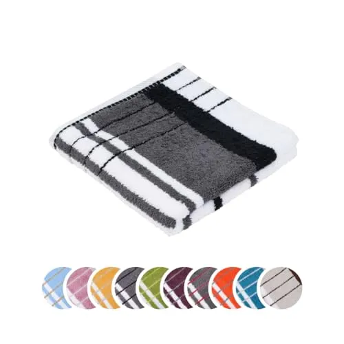 liebling Handtuch, 100% Baumwolle, Serie Potsdam, 50 x 100 cm, 60 Grad waschbar, trocknergeeignet, Farbe: anthrazit & schwarz