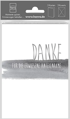 Trauer-Danksagungen - Trauer-Dank - Beutel mit 5 Trauer-Danksagungskarten  und 5