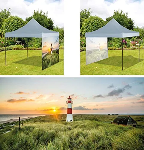 Westerholt 2532-01 Pavillon Seitenwand Leuchtturm 300x220cm - Gartenlauben mit elegantem Leuchtturm-Motiv, robustes 210D Polyester, ideal für 3x3m Pavillons, wetterbeständig und stylisch.