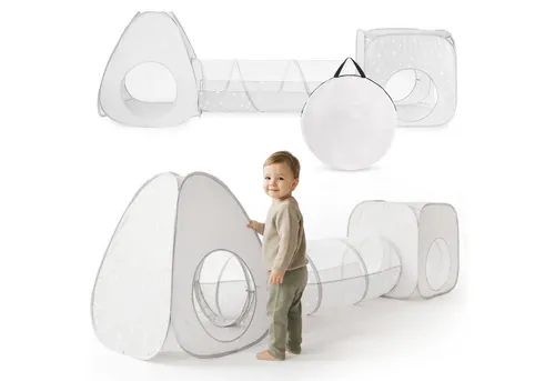 Mamabrum Spieltunnel Mamabrum 3in1 Spielzelt mit Tunnel und Würfel Grau Weiß