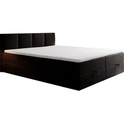 TRADA Royal Boxspringbett 140x200 mit Bettkasten und Topper in schwarz von TRADA