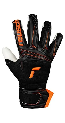Reusch Torwarthandschuhe Attrakt Advance Finger Support 9 - Hochwertige Torwarthandschuhe in Größe 9, schwarz / schockorange, mit Fingerunterstützung für optimalen Halt und Kontrolle im Spiel.