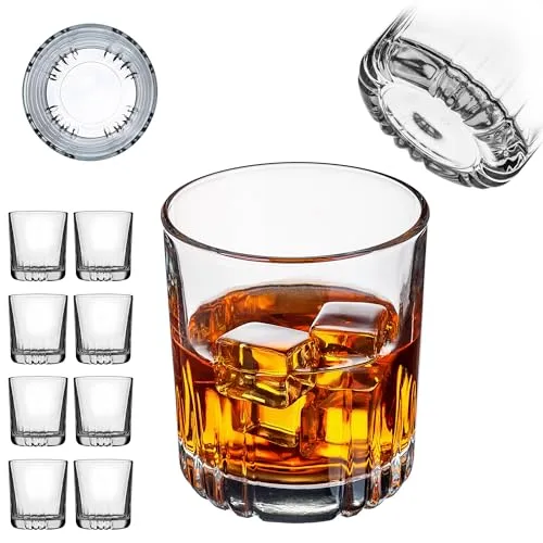 KADAX Whiskygläser 280ml, 8er Set, Trinkgläser für Saft, Wasser, Whisky, Bourbon, Scotch & Cocktails, Elegante Tumbler mit schwerem Boden, Wassergläser aus Glas