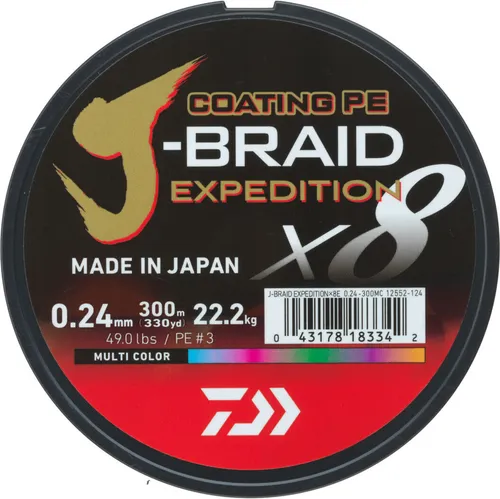 Daiwa J-Braid Expedition X8E 0.32mm-300m - Hochwertige geflochtene Schnur - Angelschnur aus japanischen Izanas Fasern mit extrem glatter Silikonbeschichtung für maximale Langlebigkeit und Knotenfestigkeit. Ideal für anspruchsvolle Angler.