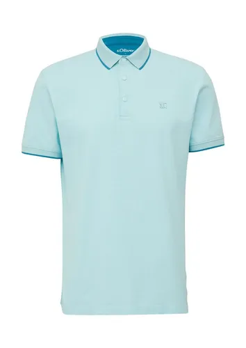 s.Oliver Poloshirt blau S (44) - Herren-Shirt aus 95% Baumwolle und 5% Elasthan, pflegeleicht bei 30°C, ideal für lässige Anlässe.