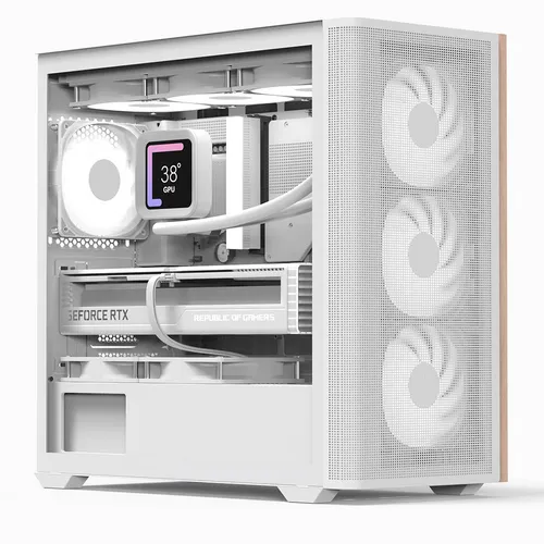 D301A Tower-Gehäuse in Weiß - PC-Gehäuse für µATX mit 5 Full-Size-Slots und 1 internem 2,5 Zoll Einbauschacht – ideal für individuelle Gaming- oder Büro-PCs.