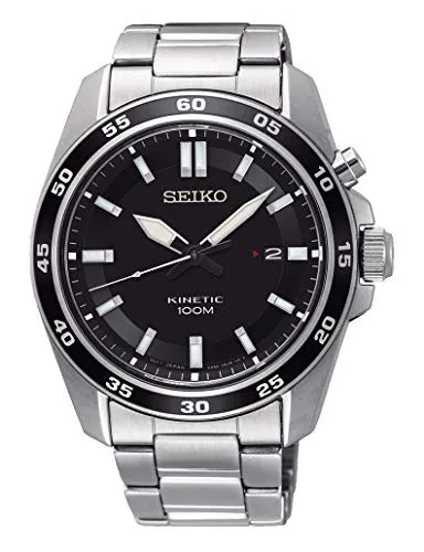 Seiko Herren-Uhr Kinetik Edelstahl SKA785P1 - Armbanduhren für Herren mit kratzfestem Hardlexglas, bis 100 Meter wasserdicht und umweltfreundlicher Leuchtbeschichtung für optimale Ablesbarkeit im Dunkeln.
