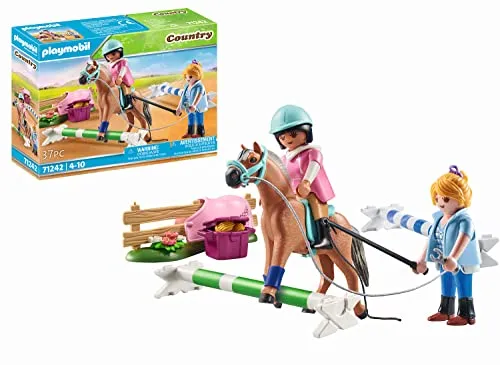 PLAYMOBIL Country 71242 Reitunterricht, Reitlehrerin im Reiten und Springreiten für den Reiterhof, Spielzeug für Kinder ab 4 Jahren