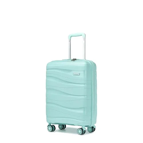 Produktbild KONO Handgepäckkoffer 55cm Leicht Reisekoffer aus Polypropylen Hartschale Koffer mit 4 Rollen und TSA Schloss, 55x40x20cm (Minzgrün)
