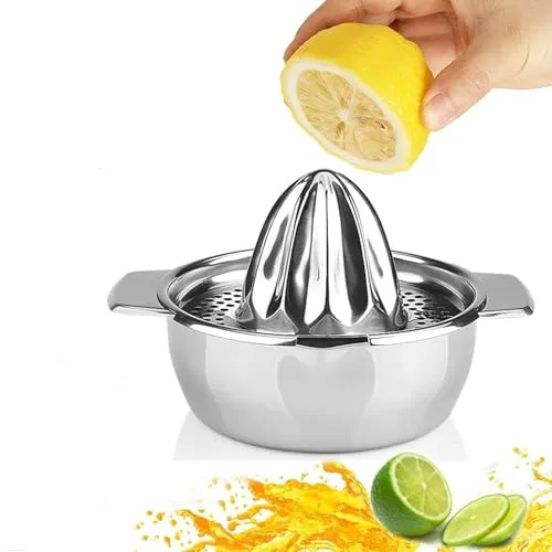 AOOGON Zitronenpresse, Manuell Zitruspresse, Edelstahl 304, 400 ml, Zitrusfrüchte