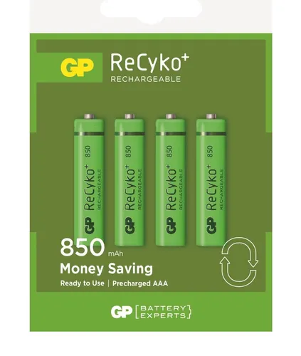 1x 4er Blister-GP Akkus Recyko+ Micro AAA R03 - 850 mAH, mind. 800 mAH
