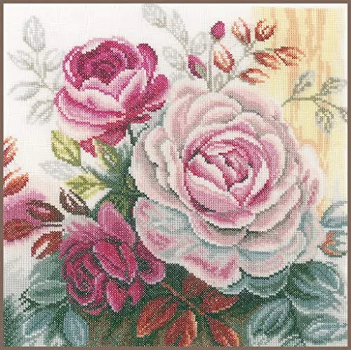 Lanarte Kreativset Pinke Rose PN-0165376 - Komplettes Stickset für kreative Projekte, inklusive hochwertigem Stickgarn und Vorlage. Ideal für Hobbysticker und Kunstliebhaber. Made in Belgium.
