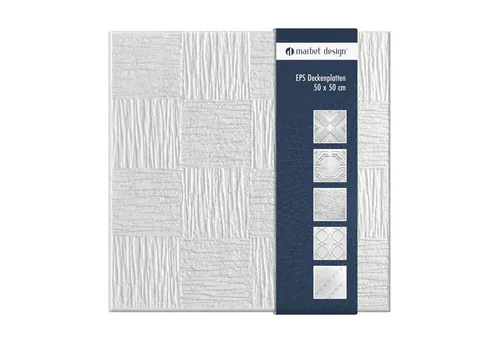 marbet design Wanddekoobjekt GYOR (Deckenplatten aus Styropor EPS - (2 Quadratmeter 50x50cm) Deckenpaneele leicht & robust im modernen Design - Verkleidung Deckenplatten Decke weiß)