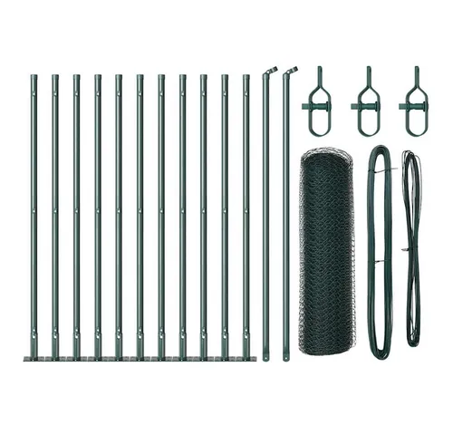 vidaXL Zaun mit Pfosten Grün 0,4 x 25 m