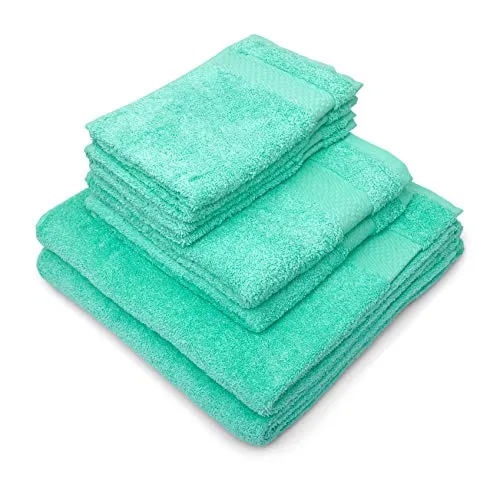 søstre & brødre 4X Gästehandtuch + 2X Handtuch +1x Duschtuch + 1x Saunahandtuch | Mint | 100% Baumwolle Frottier | ÖKO-TEX Standard - Made IN EU | Extra Dicke Qualität 450 g/m²