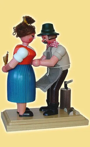 Räuchermann Vergissmeinnicht 22 cm – Traditionelle Rauchfigur aus Holz - Traditioneller Räuchermann mit buntem Design, ideal für die gemütliche Atmosphäre in Wohnzimmer, Küche oder Büro. Handgefertigt in Deutschland, bringt er ganzjährig Freude.