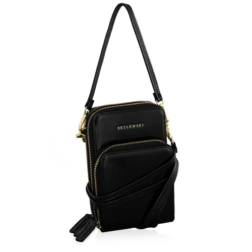 Crossbody-Handytasche Handybag Damen Tasche Kunstleder Schwarz Betlewski