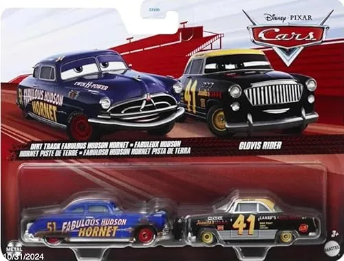 Cars Disney Pixar Pack 2 Metallautos 1:55 – Die-Cast Dirt Track Fabulous Hudson Hornet & Clovis Rider