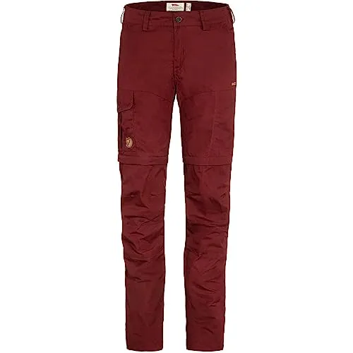 Fjällräven Karla Pro Zip-off Trousers Women Bordeaux Red (42) - Wanderhosen mit abtrennbaren Beinen, ideal für Reisen. Langlebiges G-1000 Silent Eco Material, wasser- und windabweisend, perfekt für alle Outdoor-Aktivitäten.