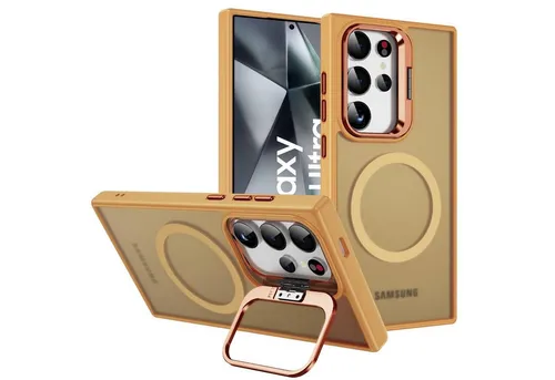 CoolGadget Handyhülle Hybrid Luxury Handy Case für Samsung Galaxy S24 Ultra 6,2 Zoll, Hülle Massiv Metallständer aufklappbar Schutzhülle für Magsafe Zubehör