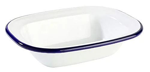 APS 40668 ENAMELWARE Metallschüssel weiß / Blau, 18 x 13, 5 x 4 cm 0.35 ltr.
