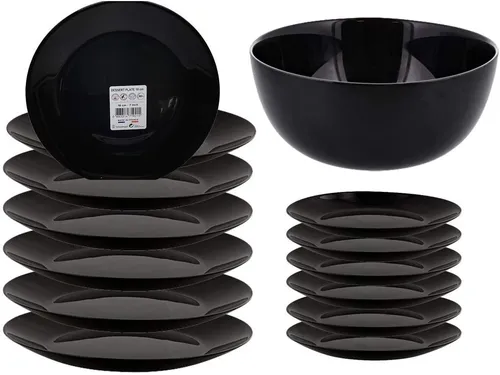 Riyashop Geschirr-Set Opalglas Schwarz 6-teilig in schwarz von Riyashop