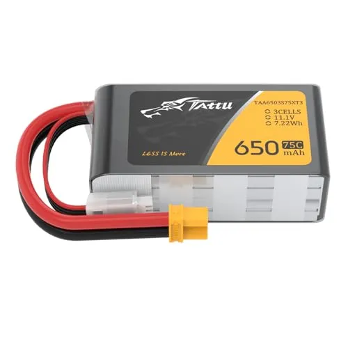 Tattu 11.1V 650 mAh 75C LiPo-Akku - Hochleistungsakku für RC-Modelle, leicht und leistungsstark mit XT30 Stecksystem