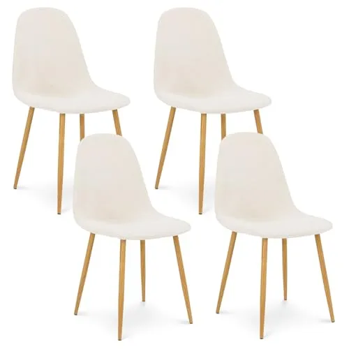 IDIMEX Esszimmerstuhl Punta 4er Set – Moderner Stuhl in Cremeweiß mit Metallgestell