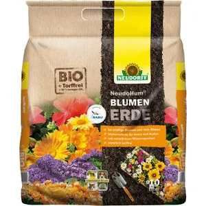 Neudorff NeudoHum BlumenErde - Torffreie Bio Erde, 10 Liter, ideal für kräftige Blumen und umweltbewusstes Gärtnern