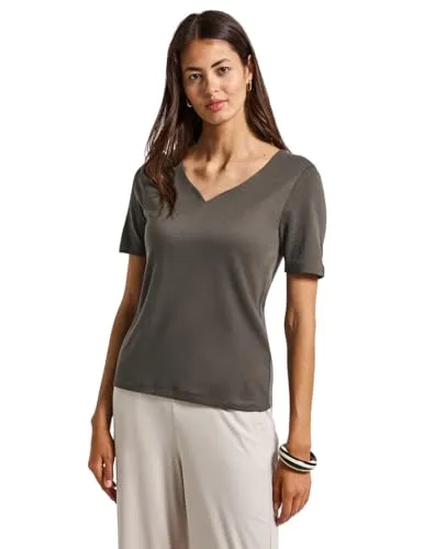 Damen T-Shirt mit Herzausschnitt in braun von Street One