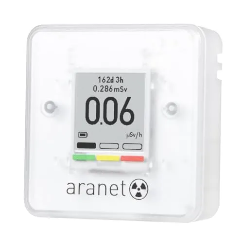 SAF Aranet Strahlungsdetektor, Dosimeter, tragbar, misst Dosierungsrate & Gesamtdosis der ionisierenden Strahlung, E-Ink-Display, 4 Jahre Akkulaufzeit, Bluetooth-Verbindung, kostenlose App mit Grafik