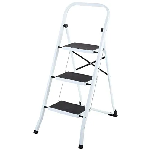 Raburg Stahl-Klapptritt-Leiter Step MEDIUM - 3 Stufen, kompakt und TÜV geprüft - Leitern: Robuste Stahl-Klapptritt-Leiter STEP MEDIUM mit 3 Stufen, TÜV geprüft, leicht und tragbar (5,7 kg), ideal für Haushalt und Garten - sicherer Stand und schnell verstaut.