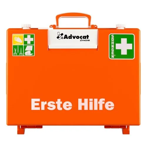 aluderm by Söhngen SÖHNGEN Erste-Hilfe-Koffer Advocat DIN 13169, Wandhalt., Pflasterspender, orange, Art.-Nr. 0367000 | Verbandskasten | Notfallkoffer | Erste Hilfe Kasten