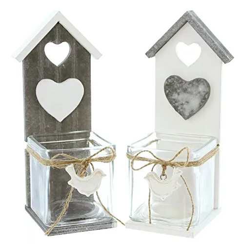 Frank Flechtwaren Teelichthalter mit Vogelkäfig, Set von 2