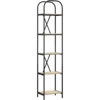 vidaXL Regal Sonoma Eiche 40 x 30 x 183 cm - Modernes Bücherregal aus hochwertigem Holzwerkstoff mit 5 Regalen für viel Stauraum. Schlanker Look und stabile Stahlbeine sorgen für Sicherheit und Stil in jedem Raum.